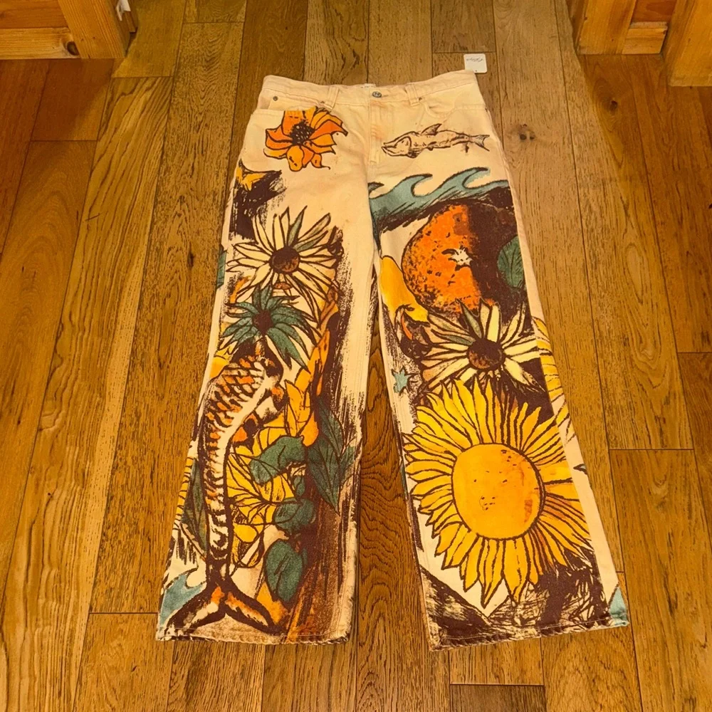 We The Free Tinsley Printed Jeans beach scene 30 new - Picture 2 of 3